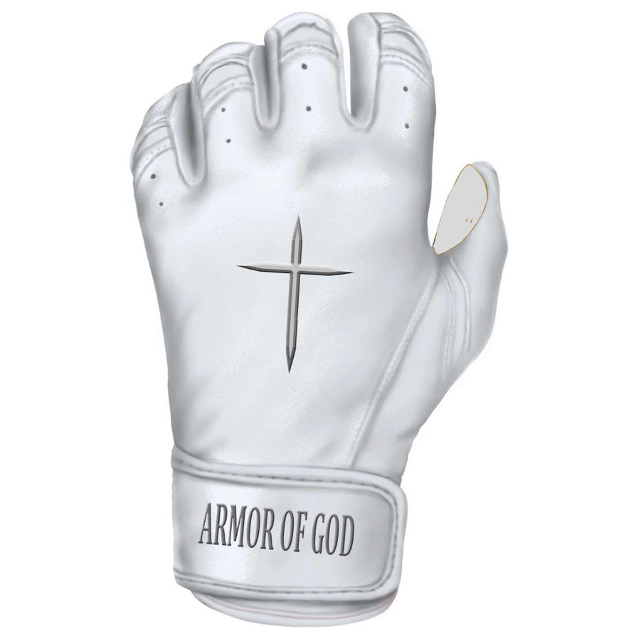 The Armor of God Short Cuff Batting Gloves "White"